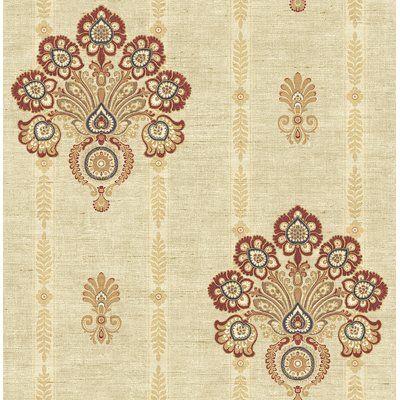 Astoria Grand Joe Striped Floral Damask 32.81' L x 20.5" W Wallpaper Roll Color: Red Roll Paper, W Wallpaper, Floral Damask, Trendy Flowers, Damask Wallpaper, Visual Texture, Striped Wallpaper, Stunning Wallpapers, Wallpaper Panels