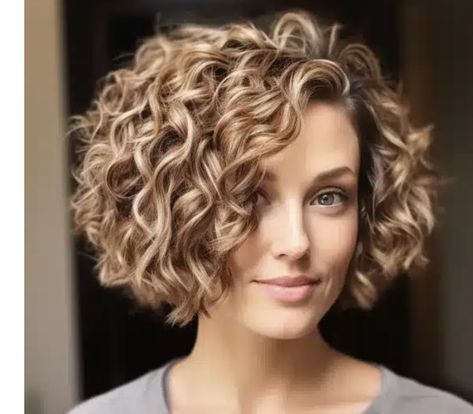 Short Thick Curly Hair With Bangs, Stacked Curly Bob Haircut, Spiral Perm Short Hair, Short Permed Hair, Short Curly Hairstyles For Women, Undercut Bob, Bob Haircut Curly, Curly Hair Photos, Short Curly Haircuts