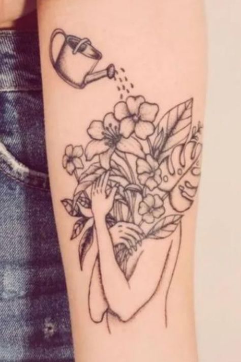 Still Growing Tattoos, Still Growing Tattoo, Growing Tattoo, Rain Tattoo, Metal Health, Health Tattoo, Birth Flower Tattoos, Tattoos Women, Leg Tattoos Women