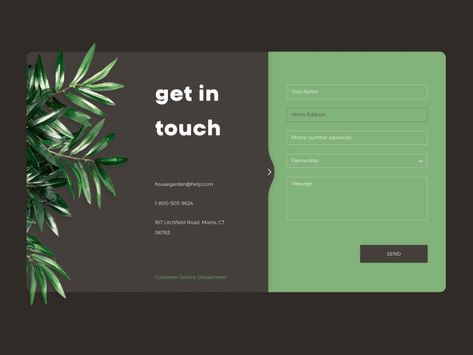 Contact Us Daily UI Challenge by Anna Aloshyna Contact Us Form Design, Text Website Design, Contact Us Design Layout, Contact Page Design Website, Text Heavy Website Design, Contact Me Page Design, Get In Touch Web Design, Contact Us Page Design Website, Contact Us Ui Design