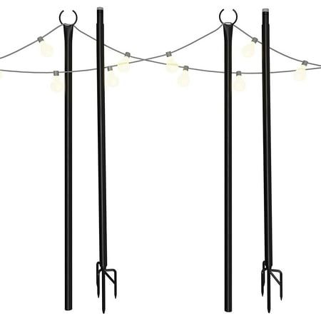 String Light Poles, Patio Wedding, Hanging String Lights, Patio String Lights, Yard Lights, Metal Pole, Light Pole, Garden Backyard, Patio Lighting