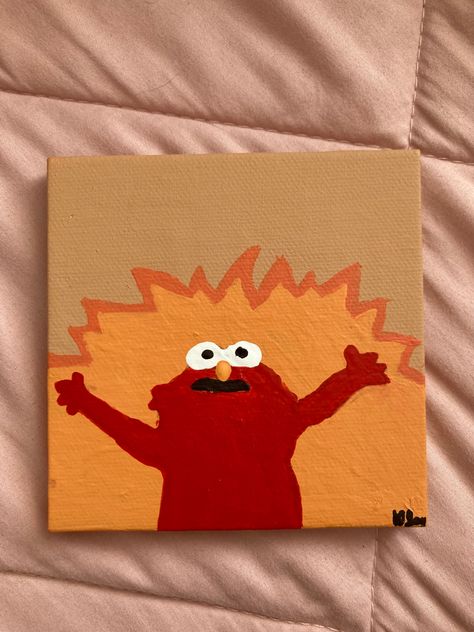 Day 1 🔥 Easy Funny Canvas Painting, Goofy Painting Canvas, Cute Basic Painting Ideas, Simple Art To Paint, Funny Paintings Ideas, Spongebob Painting Ideas Easy, Simple And Cute Painting Ideas, Simple But Cute Paintings, Painting Ideas On A Canvas