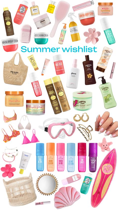 Summer wishlist🌞 #wishlist #wishlists #summer #summeraesthetic #summer2024 #makeup #soldejaneiro #skincare Beachy Makeup, Wishlist Summer, Girl Wishlist, Preppy Wall Collage, Shuffles Summer, Makeup Collage, Girly Christmas Gifts, Evening Eye Makeup, Beach Makeup