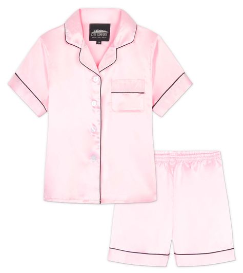 Pink Satin Pjs, Summer Outfits For Girls 10-12, Clothes For 12 Year Girl, Primark Pjs, Pjs Summer, Summer Pyjamas, Short Pjs, Summer Clothes Collection, Girls Pyjamas