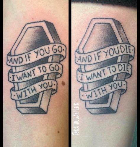 Atheistic Tattoos, Couples Horror Tattoos, System Of A Down Matching Tattoo, Goth Music Tattoo, Gamer Matching Tattoos, Couple Tattoos Goth, Matching Coffin Tattoos, Lonely Day System Of A Down Tat, System Of A Down Tattoo Ideas