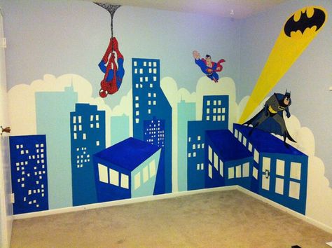 Super heroes wall Superhero Wall Decor, Batman Bedroom, Superhero Wall Decals, Batman Room, Marvel Room, Superhero Nursery, Superhero Bedroom, Kids Room Wall Stickers, Superhero Wall