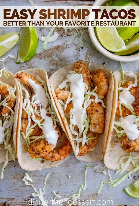 Enjoy a speedy and nutritious dinner with these shrimp tacos, seasoned to perfection and finished with crisp cabbage and creamy sour cream. Ideal for those busy weeknights when you crave something delicious and wholesome. Fried Shrimp Tacos, Sizzling Shrimp, Shrimp Tacos Easy, Nutritious Dinner, Shrimp Taco, Shrimp Taco Recipes, Seafood Boil, Shrimp Tacos, Fried Shrimp