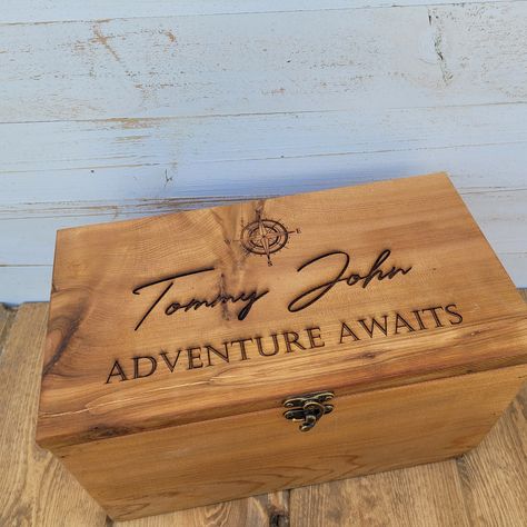 What perfect way to keep all your travel mementoes and keepsakes Hand made here in North Branch MN with really rustic cedar cleaned up yet still left slightly rustic for the old barn wood look.  Then painted/stained then laser engraved with the design you pick with your personalization on the front, lid outside or lid inside. These rustic keepsake boxes are completely hand crafted by me in my 1 woman woodshop specially made for you.  Lots of other designs I have check out the full shop here - https://www.etsy.com/shop/Primitiveweddings?ref=seller-platform-mcnav  B O X D E T A I L S: * Medium Box Approximate Outside Dimensions (14"Wide X 8"Tall X 8"Deep) Inside Dimensions (12.5"Wide x 6.5"Tall x 6"Deep) * Laser engraved design (not painted) designs in pictures * Stained in your color choice Primitive Wedding, Personalized Keepsake Box, Old Barn Wood, Old Barn, Organization Boxes, Paint Stain, Keepsake Box, Memory Box, Small Boxes