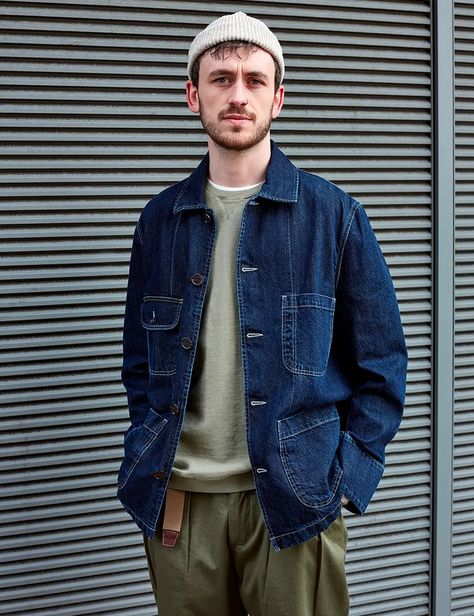 Workwear Fashion Men, Chore Coat Men, Jean Jacket Outfits Men, Indie Fashion Men, Chore Jacket Men, Japanese Street Fashion Men, Japanese Workwear, American Workwear, Jean Jacket Outfits