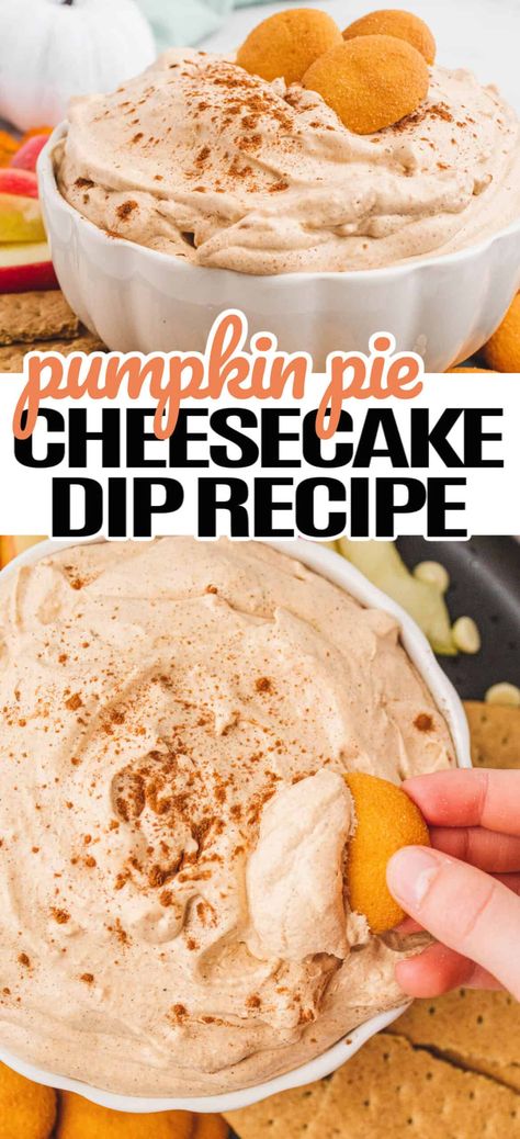 Savor the flavor of fluffy 5-minute Pumpkin Pie Cheesecake Dip. This fall favorite recipe is oh, so dreamy and delicious! Fluffy Pumpkin Pie, Dip For Apples, Pumpkin Pie Cheesecake Dip, Pumpkin Cream Cheese Dip, Pumpkin Pie Dip, Baked Dips, Fall Favorites Recipes, Pie Dip, Fruit Appetizers