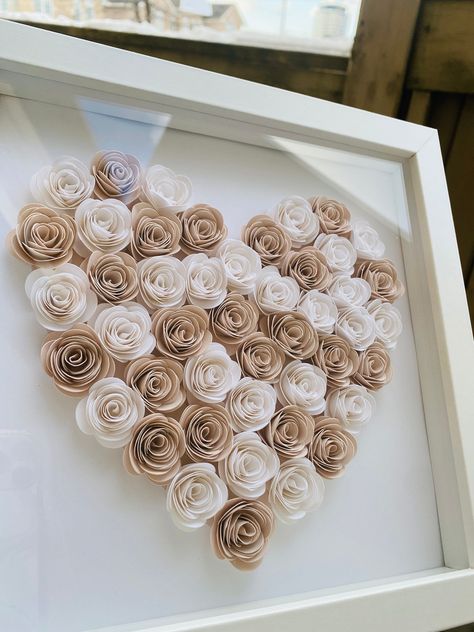 Unique heart shadowbox made with#HeartFonts #LoveLetters #TypographyLove #FontCrushFriday #HeartType Paper Flower Letters, Paper Flower Backdrop Diy, Hanging Paper Craft, Wall Hanging Paper Craft, Paper Projects Diy, Rolled Paper Flowers, Cricut Birthday, Diy Shadow Box, Idee Cricut