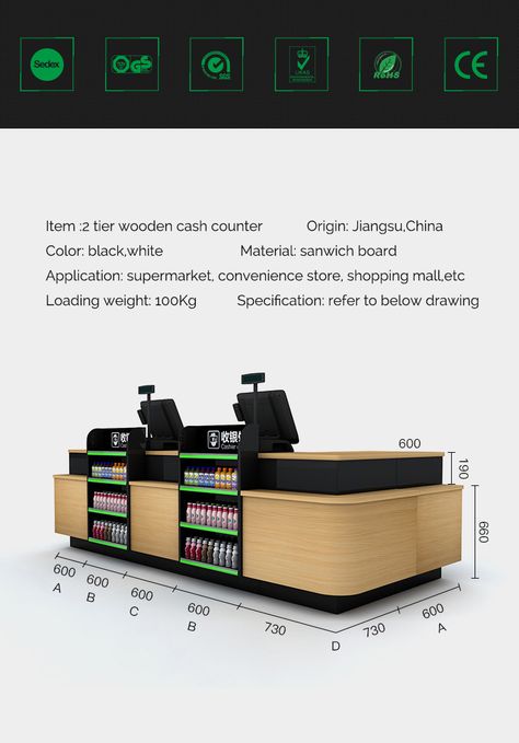 Checkout Counter for Convenience Store Or Grocery Store Grocery Store Counter Design, Checkout Counter Design, Convenient Store Design, Convenience Store Design Small, Convenience Store Design Interiors, Small Supermarket Design, Mini Grocery Store Design Small Spaces, Retail Counter Design, Grocery Store Counter