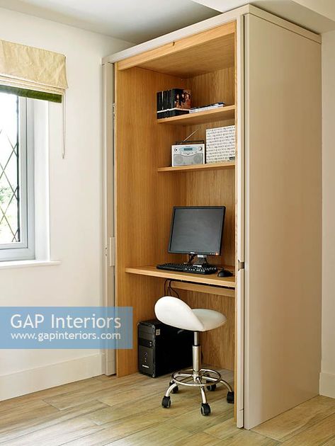 Concealed study area Hidden Desk In Bedroom, Hidden Study Table, Small Study Area, Editorial Home, Hidden Desk, Home Office Furniture Design, Tiny Home Office, Study Wall, Interior Images