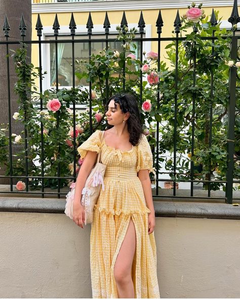 Italian summers in the Lemon Goddess Gown 💛 @isa.bella.ricci — #misscandyholic #ginghamdress #shabbychicstyle #cottagecorefashion #coquettecore #cottagecorestyle #vintagestyle #vintageprincess #coquettefashion #coquetteoutfits #dollette #softgirl #softgirlaesthetic #softgirloutfits #softgirlstyle #romanticoutfit #springdresses #princesscore #girlyoutfits #dollettecore #dolletteaesthetic #cutefashion #nymphette #angelcore #hyperfeminine #softgirlaesthetic #springoutfits #pasteldress #yellow... Picnic Dresses, Princesscore Dress, Soft Girl Style, Romantic Clothing, Royal Core, Coquette Fashion, Goddess Gown, Princess Fashion, Soft Girl Outfits