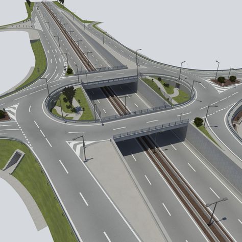 Roundabout bridge with highway 3D Model #AD ,#bridge#Roundabout#Model#highway Highway Architecture, City Skylines Game, Bridges Architecture, 2014 Pictures, City Maps Design, Cities Skylines, Urban Design Plan, City Layout, City Planner