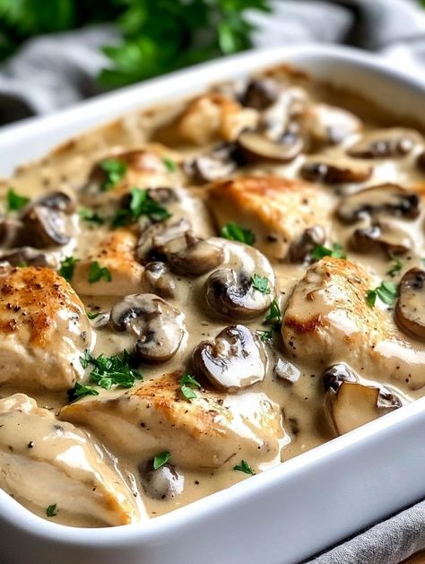 Baked Chicken Stroganoff Saturday Night Chicken, Baked Chicken Stroganoff, Best Chicken Recipes For Dinner Families, Fall Baked Chicken Recipes, Recipes For Winter Dinners, Chicken Recipes For Crowd, Dinner Recipes With Buttermilk, Chicken And Mushroom Recipes Baked, Savory Meals Dinners