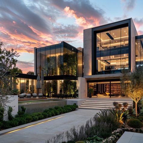 Inside Stanley Weinberg's Luxurious Los Angeles Home Modern Mansion Front View, Unique Home Interior Design, Ultra Modern Homes Exterior, Los Angeles Homes Exterior, Huge Modern Mansions, Modern Luxury House Exterior, Modern Mansion Exterior Luxury, Modern Mansion Design, Luxury Homes Dream Houses Modern