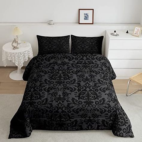 Full Size Duvet Cover, Gothic Bed, Damask Bedding, Textured Duvet Cover, Textured Duvet, Bed Quilts, Floral Comforter Sets, Floral Bedding Sets, Bed Comforter Sets