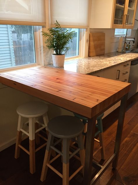 Butcher Block Counter Extension, Butcher Block Seating, Counter Top Extension Ideas, Kitchen Counter Extension Ideas, Counter Extension Ideas, Butcher Block Kitchen Counter, Butcher Block Breakfast Bar, Kitchen Counter Extension, Small Butcher Block Island