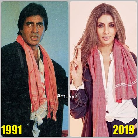 Shweta Bachchan recreates Big B’s Hum look for 90s Bollywood themed party #AmitabhBachchan #shwetabachchan #fatherdaughter #nowandthen #muvyz #muvyz121119 @SrBachchan @earth2angel Recreate Bollywood Looks, Bollywood Outfits Movie, Bollywood Movie Looks To Recreate, Bollywood Theme Party Outfit Men, Recreating Bollywood Movie Looks, Bollywood Outfits Party, Bollywood Halloween Costume, Retro Theme Dress Bollywood, Bollywood Looks To Recreate From Movies