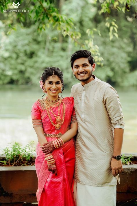 Photo From Dr. Love! Kerala Traditional Hindu Wedding - By MoonWedLock Hindu Wedding Photos, Wedding Card Design Indian, Company Photo, Groom Wedding Attire, Family Portrait Poses, Digital Invitations Wedding, Wedding Company, Wedding Register, Christian Wedding