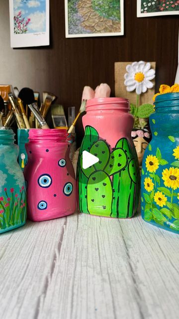 Coffee Bottle Painting, Coffee Bottle Art, Starbucks Glass Bottle Crafts, Coffee Jar Crafts, Starbucks Glass Bottles, Jar Painting, Coffee Jars, Instagram Coffee, Glass Bottle Crafts