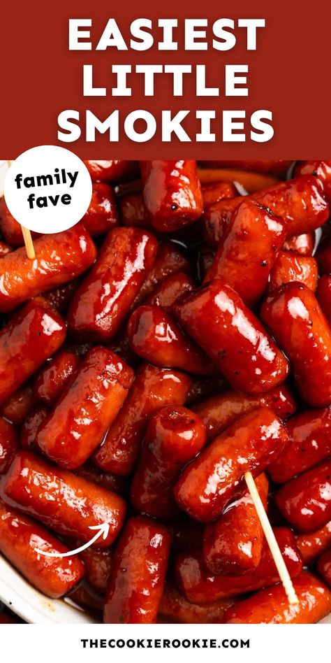 Little Smokies Recipe - The Cookie Rookie® Stovetop Lil Smokies, Smoked Weenies Recipe Crock Pot, Smoked Little Smokies, Smokies Recipe Dinners, Little Smokies Recipes Stovetop, Lol Smokies, Recipes With Little Smokies, Lil Smokey Recipes, Little Weenies Recipe