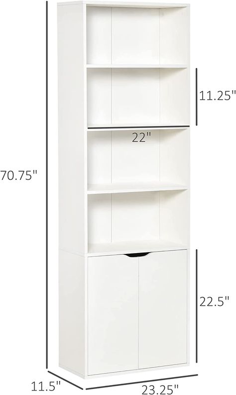 HOMCOM 4-Tier Open Bookshelf with Doors Modern Home Office Bookcase Storage Cabinet for Living Room Bathroom Study, White : Amazon.ca: Home Tall White Bookcase, Home Office Bookcase, Bookshelf With Doors, Open Bookshelf, Cabinet For Living Room, White Bookshelves, Open Bookshelves, Doors Modern, Office Bookcase