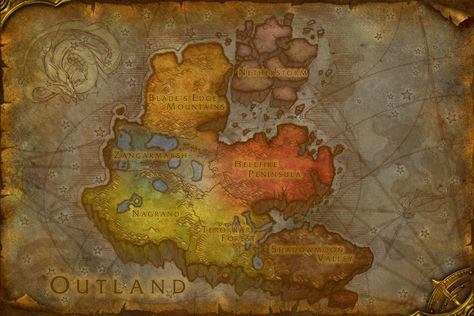 Outland Map World Of Warcraft Map, Warcraft Map, Burning Crusade, Scottish Decor, Warcraft Art, Tartan Christmas, Blizzard Entertainment, Fantasy Races, Fantasy Map