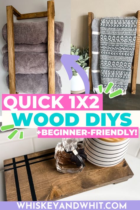 Grab some $2 1×2 lumber to make these EASY Beginner-Friendly Wood DIYs! - Whiskey & Whit 1 X 2 Wood Projects, Small Wood Ideas Projects, Diy Wood Projects That Sell Fast, Easy Beginner Woodworking Projects, 2x2 Wood Projects Diy, Diy Small Wood Projects To Sell, Easy Diy Wood Projects For Beginners, 1x2 Wood Projects, Small Woodworking Projects That Sell