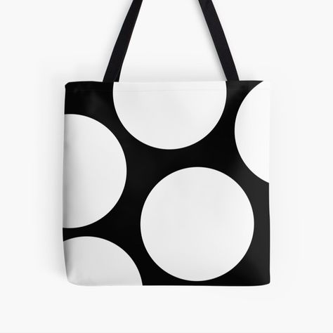 Black Tote, Black Tote Bag, Large White, White Polka Dot, Black Background, Canvas Tote, Black Backgrounds, White Black, White And Black