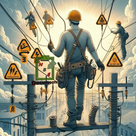 Overhead Electrical Power Lines Electrical Safety Posters, Work Profile, Safety Posters, Safety Precautions, Power Lines, Electrical Work, Electrical Safety, Electrical Installation, Workplace Safety