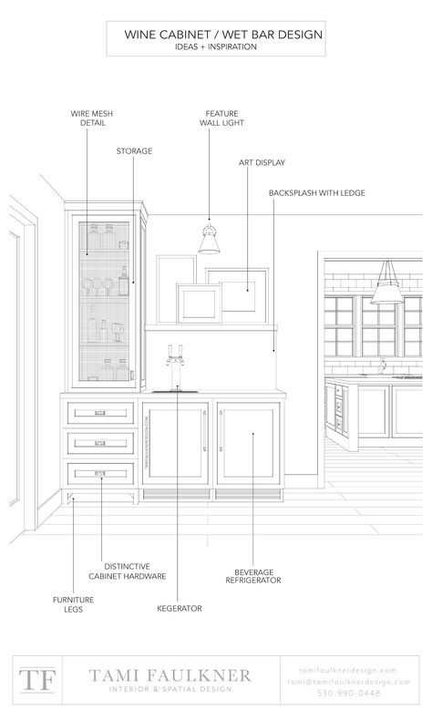 Tami Faulkner Design, Wine Cabinet Design, Tami Faulkner, Interior Design Presentation Boards, Wet Bar Designs, Ing Civil, Custom Floor Plans, Build Inspiration, Built In Cabinet