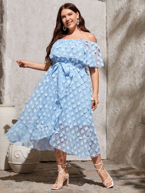 Baby Blue Romantic  Half Sleeve Polyester Plain A Line Embellished Non-Stretch Summer Plus Size Dresses Blue Dress For Birthday, Light Blue Wedding Guest Dress, Elemental Blue, Summer Plus Size, Overlay Dress, Plus Dresses, Dusty Blue, Half Sleeve, Half Sleeves