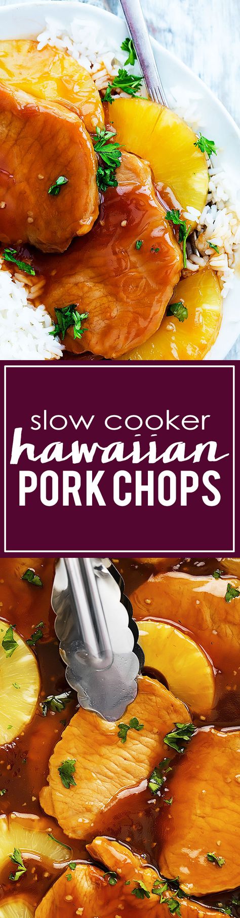 Slow Cooker Hawaiian Pork Chops | Creme de la Crumb Hawaiian Pork Chops, Hawaiian Pork, Desserts Cheesecake, Recipes Pork, Slow Cooker Pork Chops, Hispanic Kitchen, Glazed Pork, Diy Easy Recipes, Chop Recipes