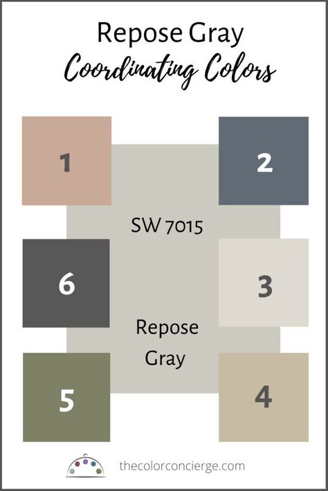 Complementary Colors To Repose Gray, Coordinating Colors With Repose Gray Sherwin Williams, Colors That Go With Slate Gray, Sw Silverpointe Coordinating Colors, Colors That Go With Greige, Sherwin Williams Peppercorn And Repose Gray, Color Palette Repose Gray, Front Door Color With Repose Gray, Coordinating Colors For Repose Gray