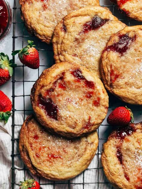 Strawberry Jam Swirl Cookies, Double Strawberry Sugar Cookies, Jam Sugar Cookies, Strawberry Sugar Cookie Recipe, Cookie Variety, Summer Cookie, Strawberry Sugar Cookies, Buttery Sugar Cookies, Strawberry Sugar