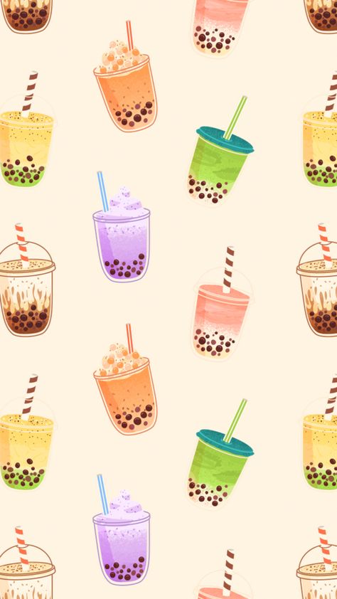 Boba Tea Background, Boba Wallpapers Aesthetic, Boba Tea Aesthetic Wallpaper, Boba Tea Wallpaper, Bubble Tea Wallpaper, Boba Wallpaper, Tea Wallpaper, Preppy Wallpapers, Bubble Tea Shop