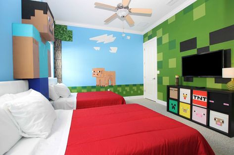 Mincraft Rooms, Boys Minecraft Bedroom, Minecraft Bedroom Ideas, Danish Room, Kids Bedroom Themes, Minecraft Room Decor, Minecraft Bedroom Decor, Kids Bedroom Organization, Kids Rooms Inspo