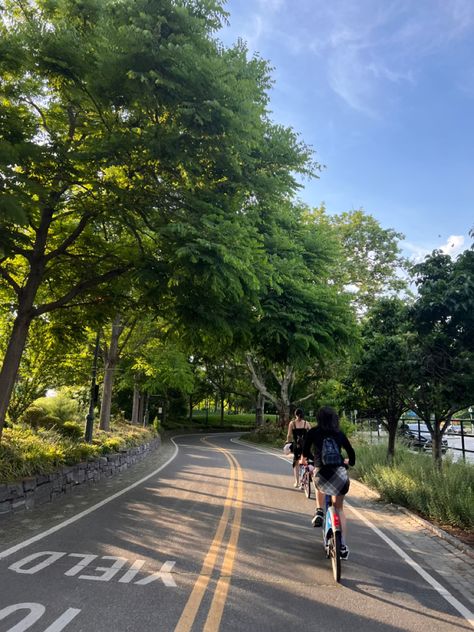 Biking Around The Neighborhood, Morning Bike Ride Aesthetic, Bike Trail Aesthetic, Biking In Nyc, Bike Riding Astethic, Summer Biking Aesthetic, Biking Aesthetic Summer, Ride Bike Aesthetic, Bike Rides Aesthetics