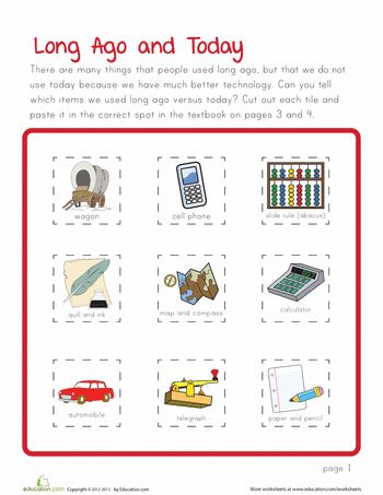 Worksheets: Technology Then and Now Then And Now Worksheets, Long Ago And Today, Preschool Sorting, Kindergarten Technology, Technology Lesson, Kindergarten Math Worksheets Free, Thanksgiving School, Kindergarten Social Studies, Technology Theme