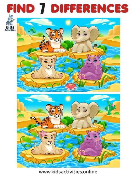 Spot the Differences between Two Pictures Printable Spot The Difference Printable, Spot The Difference Kids, Find The Difference Pictures, Spot The Difference Puzzle, Find The Differences Games, Speaking Activities English, Spot The Difference Games, Printable Math Games, Find The Difference