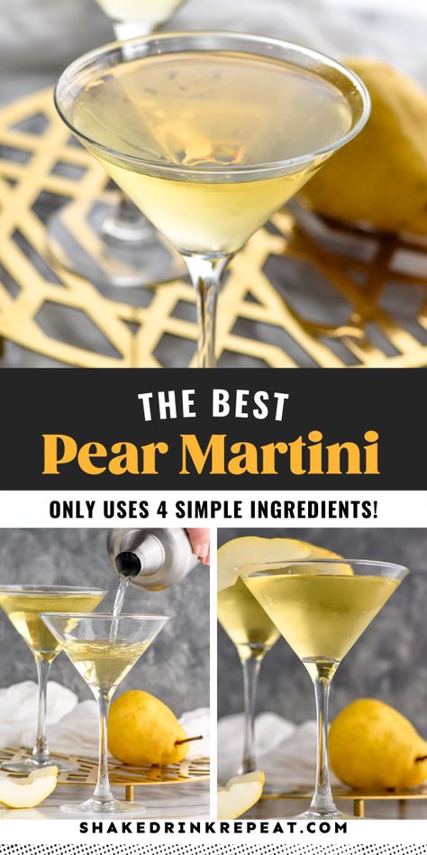 Pear Ginger Martini Recipe, Apple Pear Martini, Pear Liquor Cocktails, Spicy Pear Martini, French Pear Martini, Cocktails With Pear Vodka, Pear Cocktails Recipe, Drinks With Pear Vodka, Prickly Pear Martini