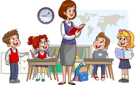 Teacher And Student Aesthetic, Classroom Illustration, Teacher Teaching Students, Teachers Illustration, Student Clipart, Teaching Clipart, Picture Comprehension, Classroom Pictures, Teacher Cartoon