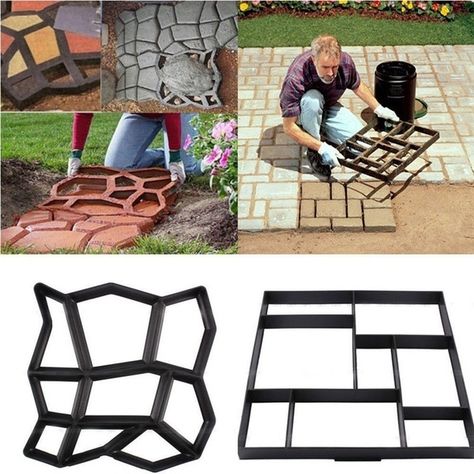 Stepping Stone Pavers, Walk Maker, Diy Driveway, Stepping Stone Molds, Concrete Path, Paving Ideas, Concrete Stepping Stones, Concrete Patios, Driveway Paving