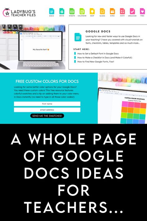 I've been working on a growing collection of Google Docs resources for teachers. From fonts, to templates, to custom colors...visit this page to see all the ways you can save time with Docs! Google Drive Organization, Digital Learning Classroom, Google Classroom Elementary, Teaching Computers, Classroom Organization Elementary, Teacher Preparation, Math Organization, Teacher Tech, Elementary Counseling