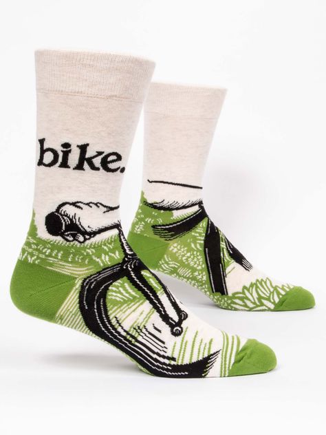 On or off road, up or down hill, my gears are turning and I feel great! Men's shoe size 7-12.  www.blueq.com/socks/ Sock Aesthetic, Hands Gripping, Blue Q Socks, Bike Socks, Wind In My Hair, Blue Q, Cool Bike Accessories, Women Crew Socks, Mens Crew Socks