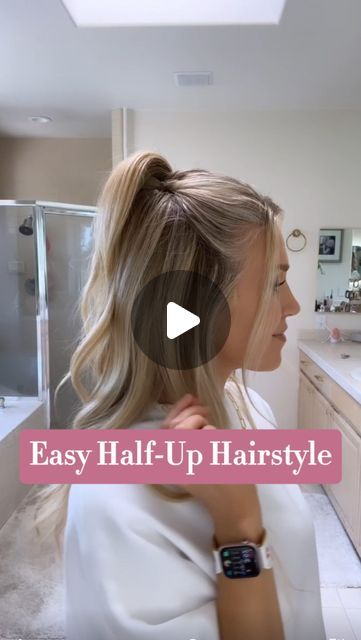 Courtney Bonzi on Instagram: "Save this hairstyle 🥰 Another easy half-up hairdo that you can wear from day to night! Let me know below if you try this look 👇 . . . #hair #hairtutorial #hairaccessories #hairstylist #hairstyle #reels #reelsinstagram #newreels #newreel #viralvideos #viralreels #viral #halfupstyle #halfupdo #easyhairstyles #easyhairstyle #easyhairtutorial" Easy Wedding Guest Half Up, Easy Hairdos For Fine Hair, Easy Half Up Half Down Hair Casual, Half Updo Fine Hair, Half Updo For Fine Hair, Fine Hair Half Up Half Down, Half Up Half Down Hairstyles Casual, Half Up Half Down Fine Hair, Easy Half Updos For Medium Hair