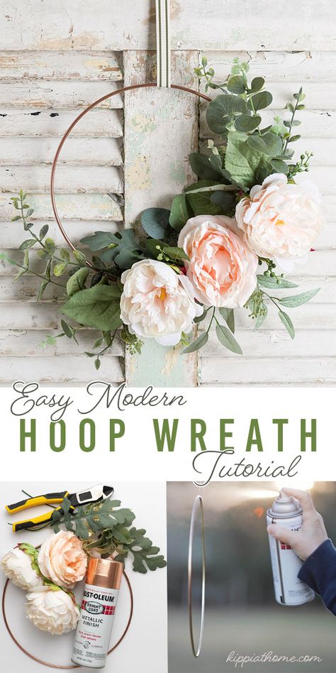 Couronne Diy, Floral Hoop Wreath, Dekoratívne Vence, Diy Frühling, Easy Wreaths, Easy Diy Wreaths, Diy Spring Wreath, Door Wreaths Diy, Peonies Wreath