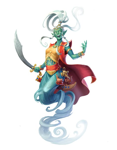 Female Djinni Genie - Pathfinder 2E PFRPG DND D&D 3.5 5E 5th ed d20 fantasy Genie Art Female, Genie Fantasy Art, Female Genie Character Design, Genie Warlock Dnd, Dnd Genie, Genie Character Design, Genie Female, Genie Warlock, Female Genie